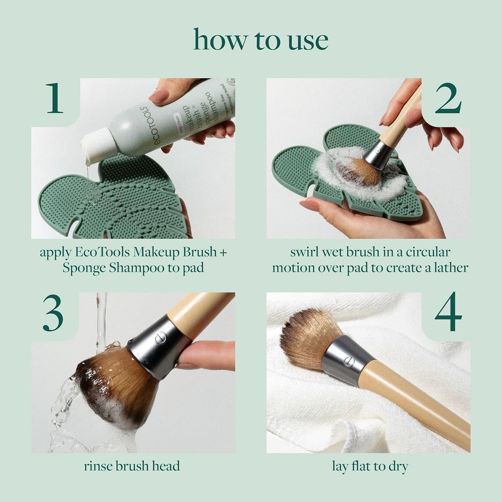 Makeup Brush Cleansing Pad + Deep Clean Shampoo Bundle,Brush Cleaner Mat&Makeup