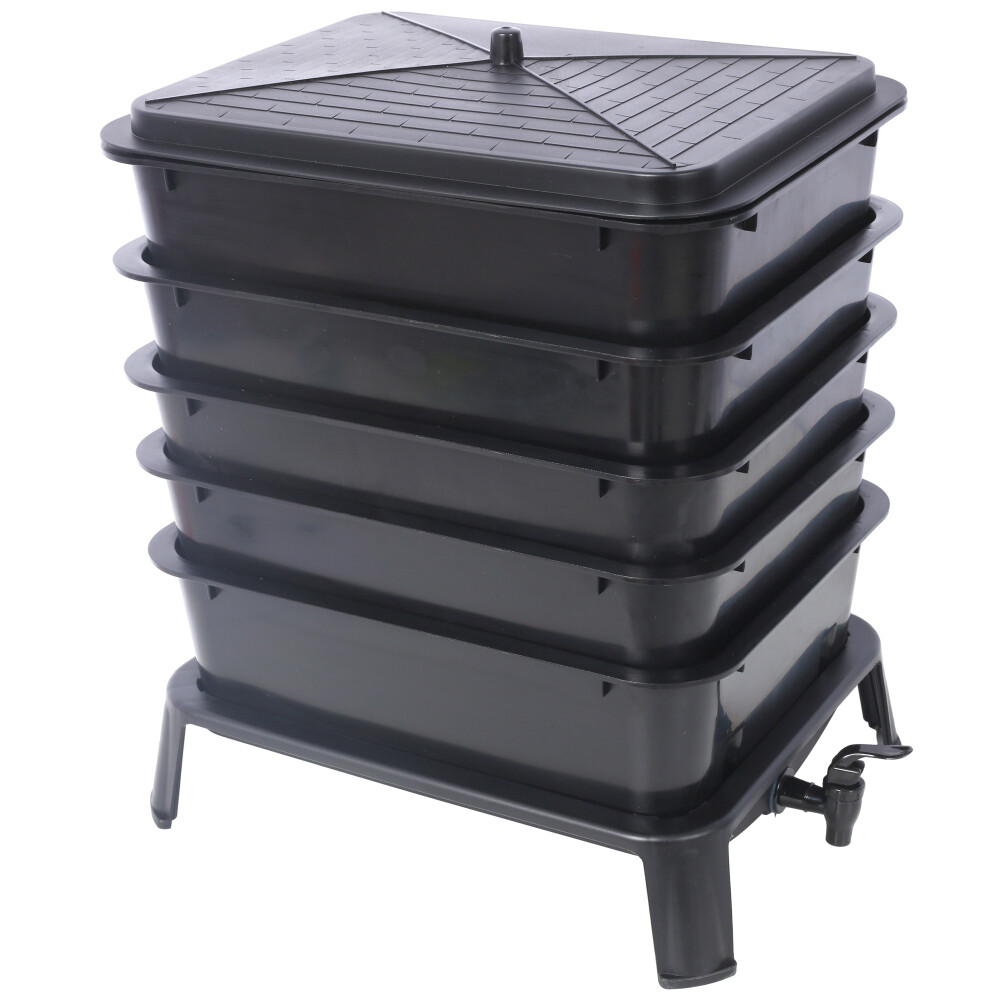 5-Layer Worm Compost Bin, 50L Worm Composter, Easy Setup Inclusive Worm Farm Kit