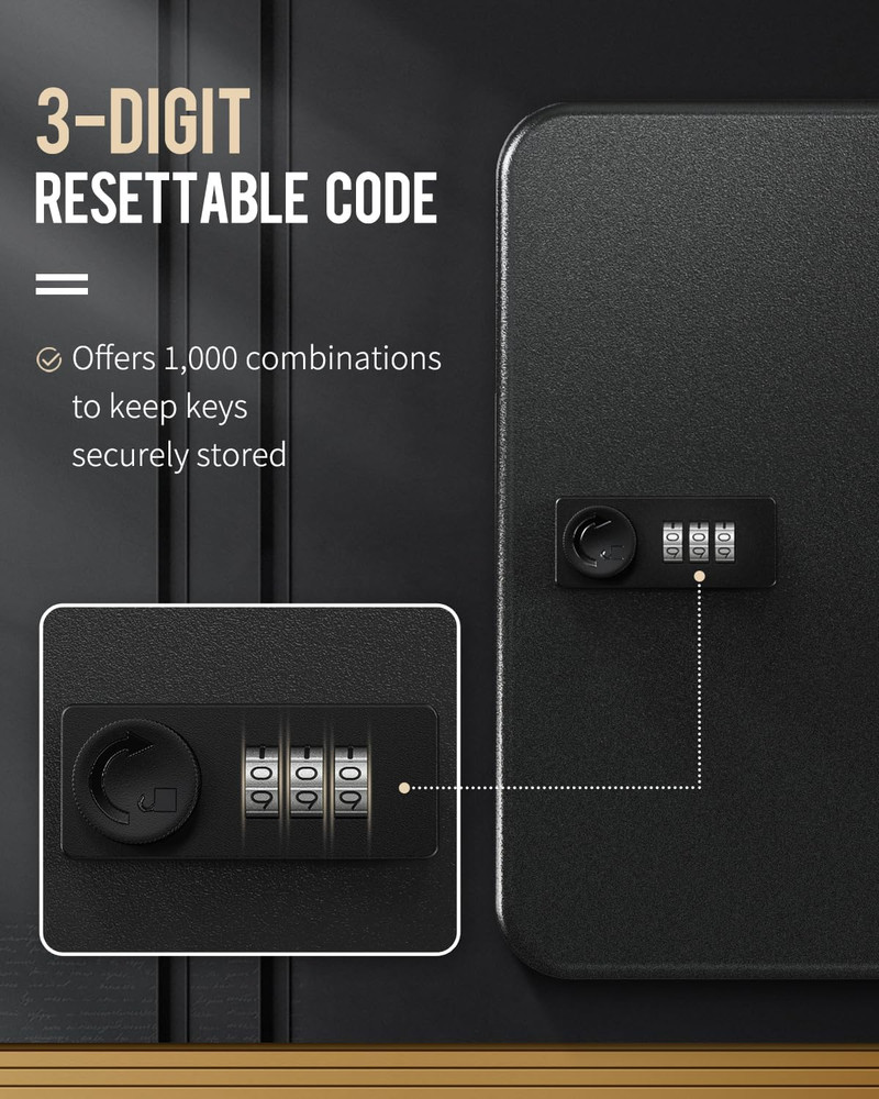 28 Position Key Cabinet with Combination Lock Resettable Black Digital Security