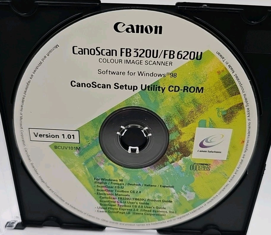 Canon CanoScan FB 320U/FB 620U Version 1.01 Setup Utility CD-ROM