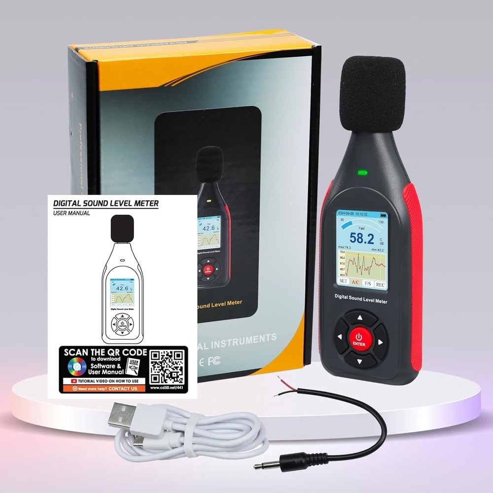 Digital Decibel Meter Data Logger 43K Record USB Excel Export High Accuracy