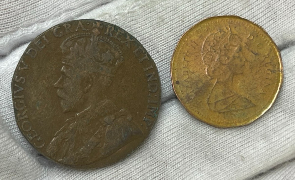 Early Canada 2 Coins lot Mint Error? Damaged? Unknown