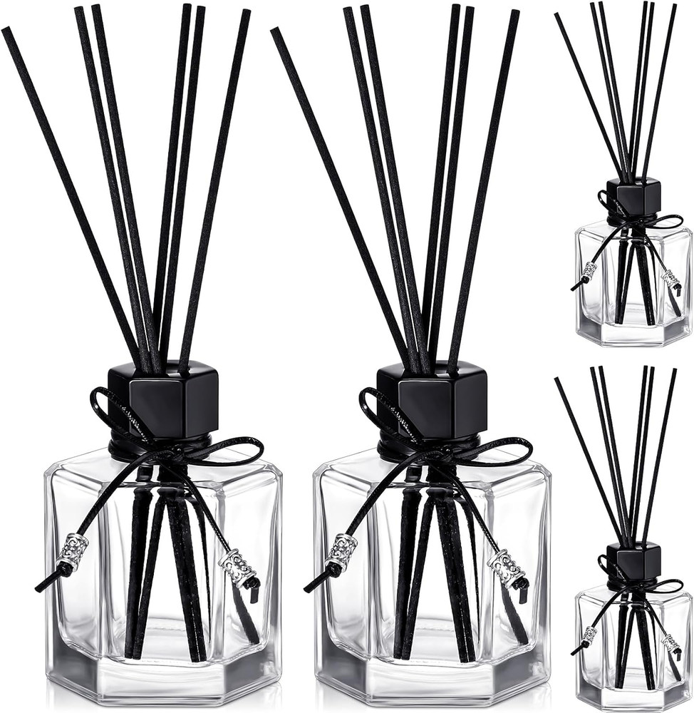 4 Set 120ml 4.06 Ounce Reed Diffuser Bottle Empty Glass Diffuser Bottles Jars wi