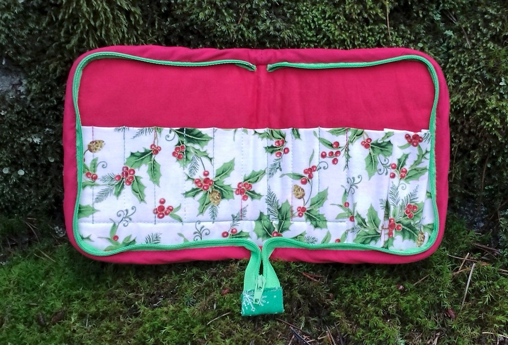 Handmade Quilted Interchangeable Crochet Hook Zippered Storage Case