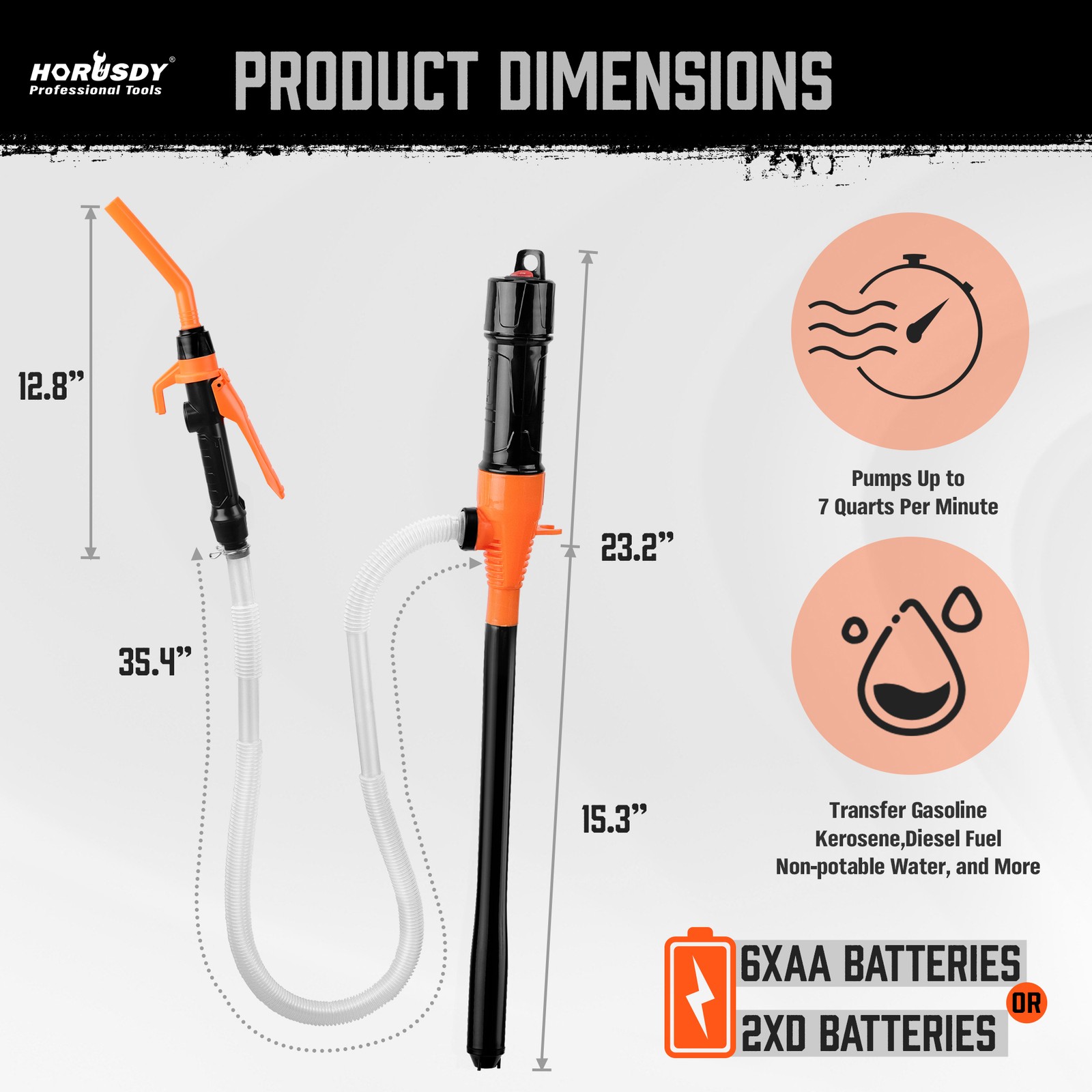 2PC Electric Syphon Pump Battery Operated Petrol Oil Water Fuel Transfer 2.2 Gal