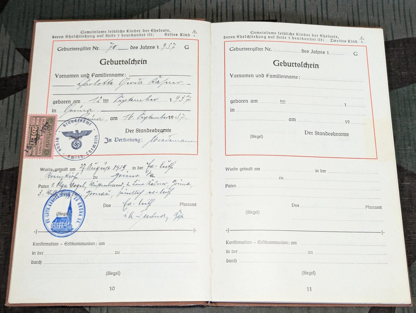 WWII German Deutsches Einheits Familien Stammbuch Family Record Book Ancestry