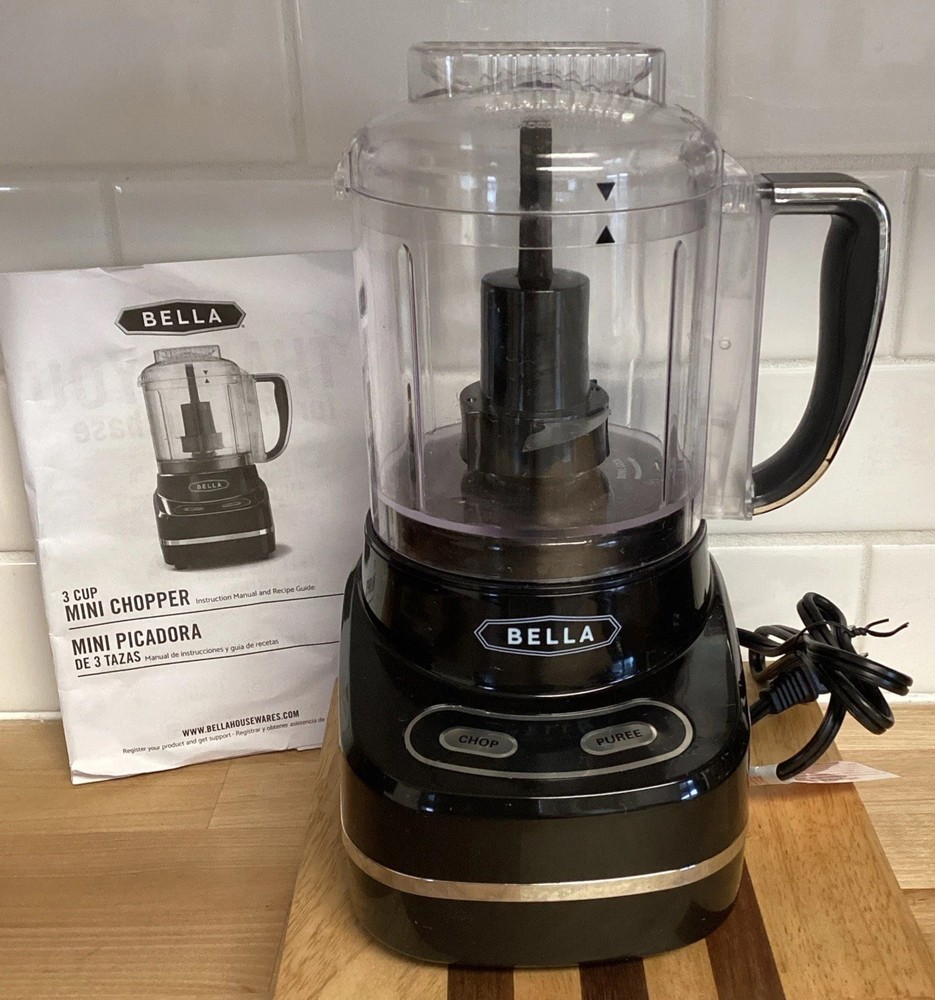 Bella 3 Cup Mini Food Chopper Processor Chop Purée Black