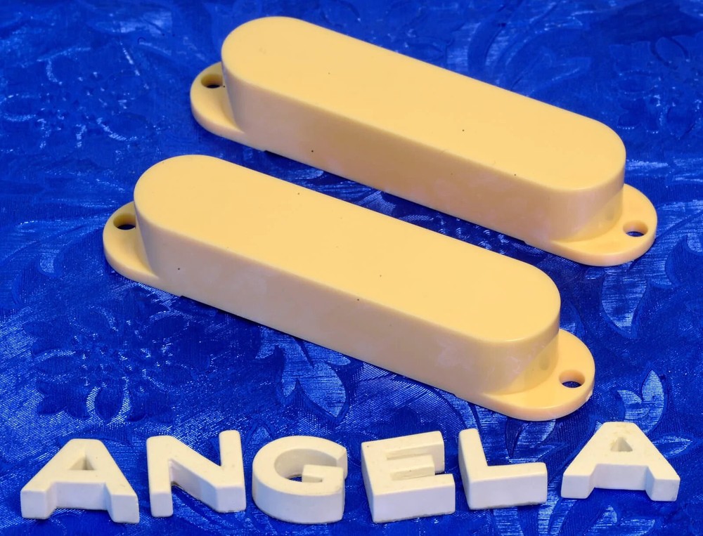 2 Replacement Pickup Covers For Mustang Duo-Sonic Aged White Plastic, #ADPC