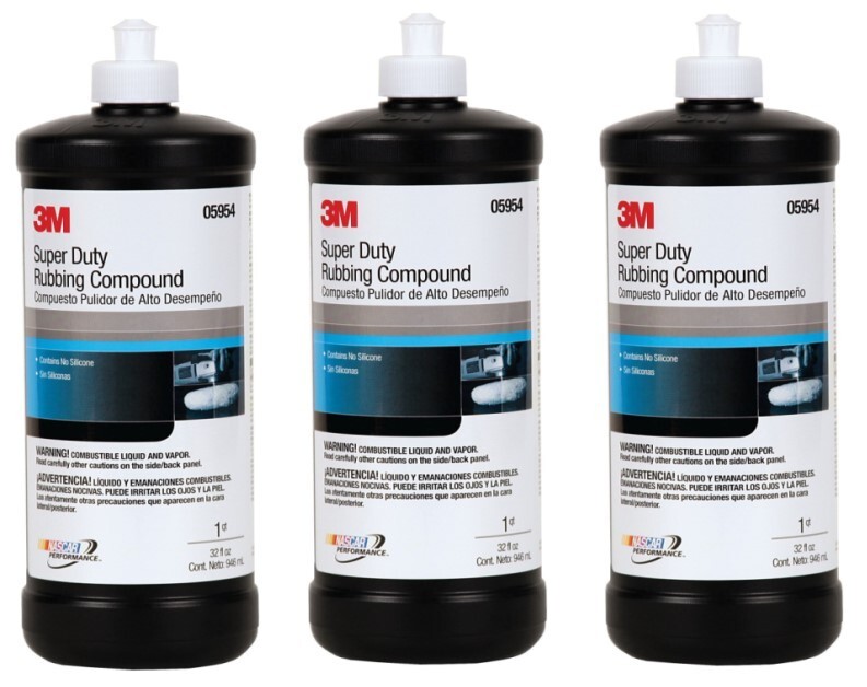 3M 05954 Super Duty Rubbing Compound Brown Liquid 1 Quart (3 Pack)