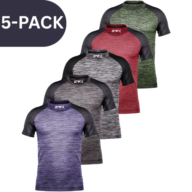 [5 Pack] Mens Active Athletic T Shirts Gym Running Workout Dry-Fit Crew Neck Top