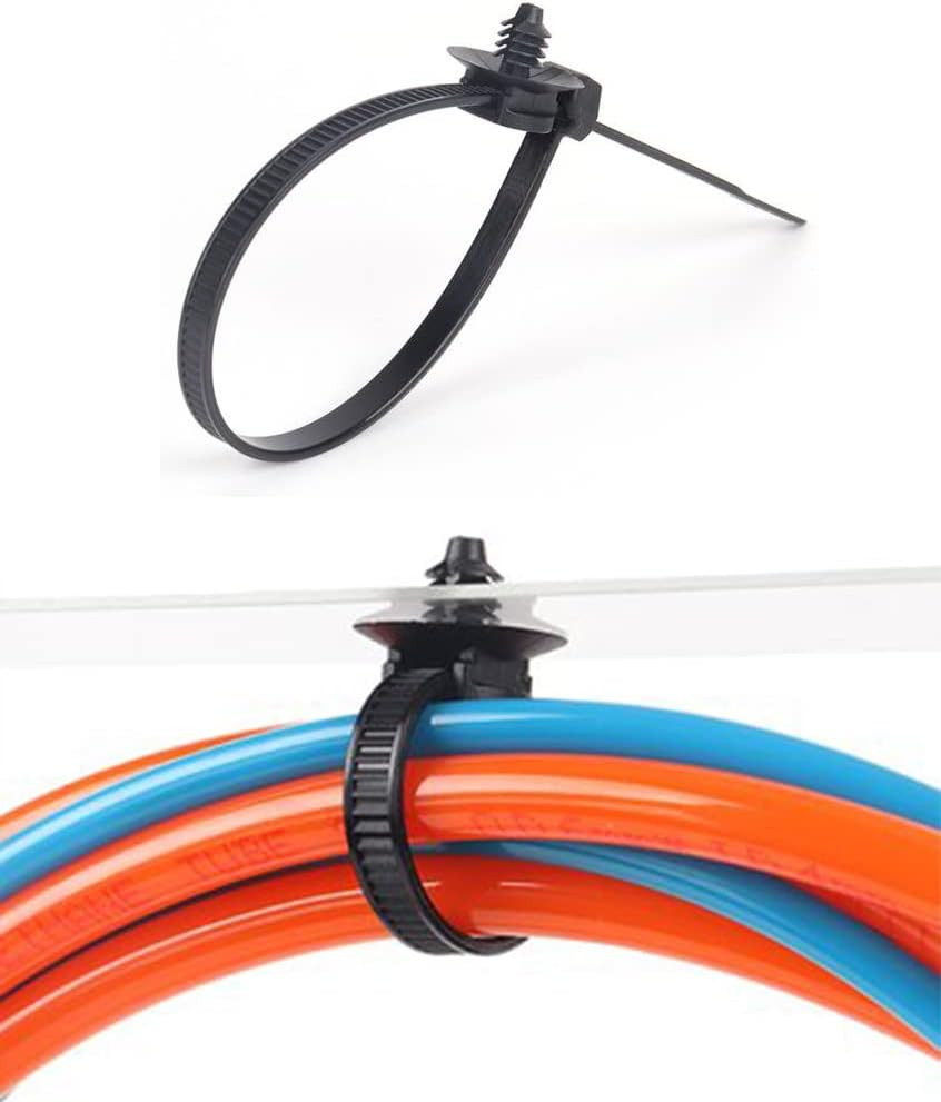 Cable Zip Ties with Retainer 8" Wire Clip Holder Adjustable Self Locking 100Pack