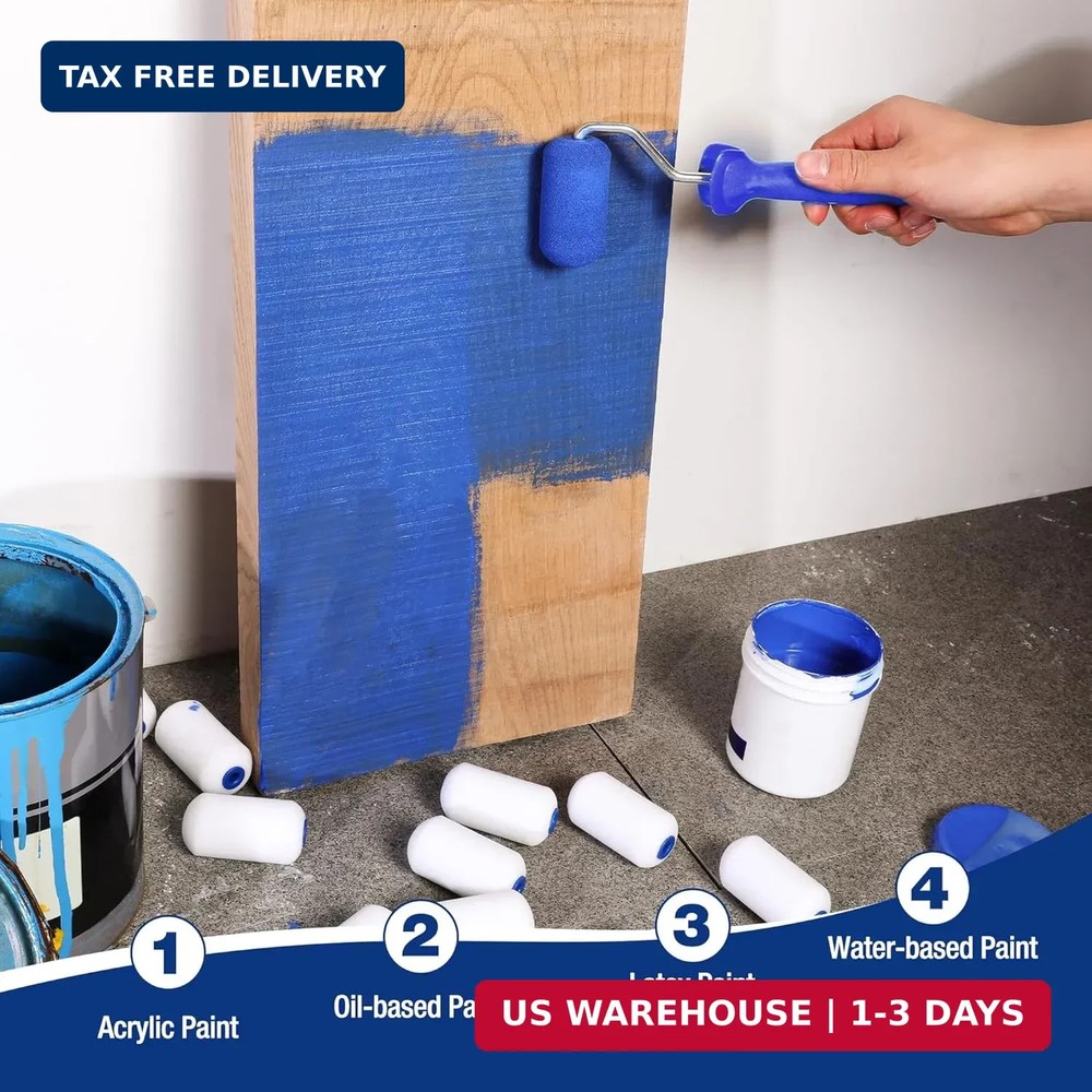 WORKPRO Small Paint Roller 2.5 inch 12-Pack, Mini Foam Paint Roller Covers for S
