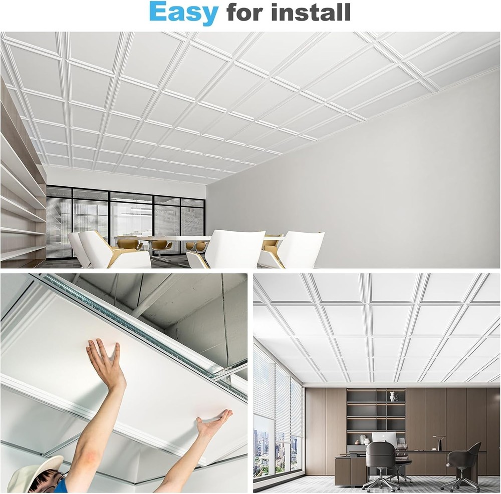Drop Ceiling Tiles 48x24, Decorative PVC Ceiling Panels, Waterproof Rustproof...