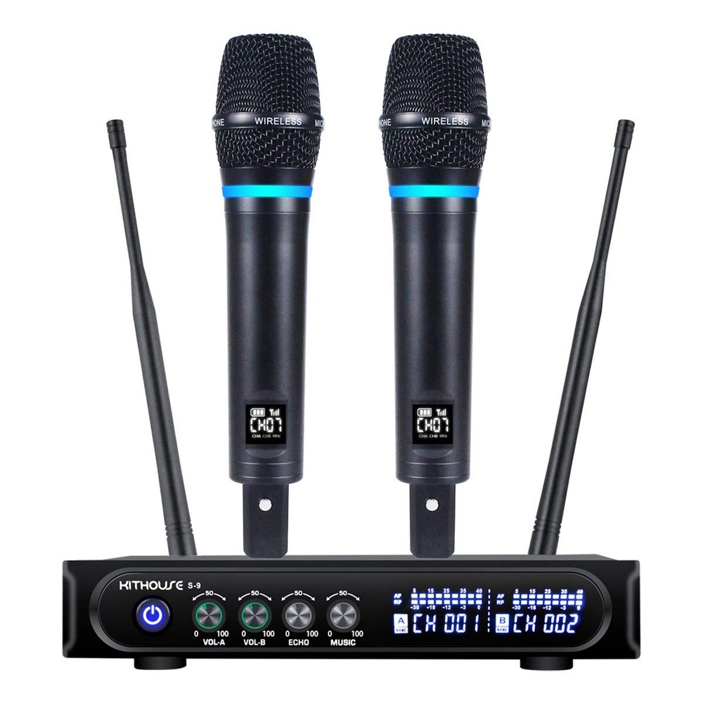 S9 UHF Rechargeable Wireless Microphone System Karaoke Microphone Wireless Mi...
