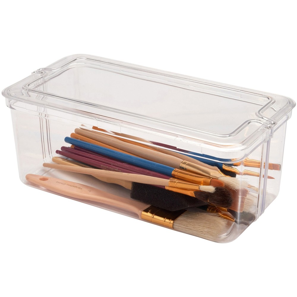 Pioneer Plastics Clear Rectangular Container, 7.375" W x 3.6875" D x 3" H