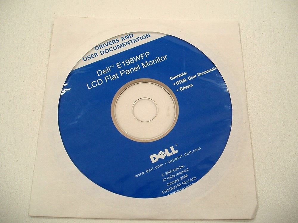 Dell E198WFP LCD Flat Panel Monitor CD Drivers/User Documents
