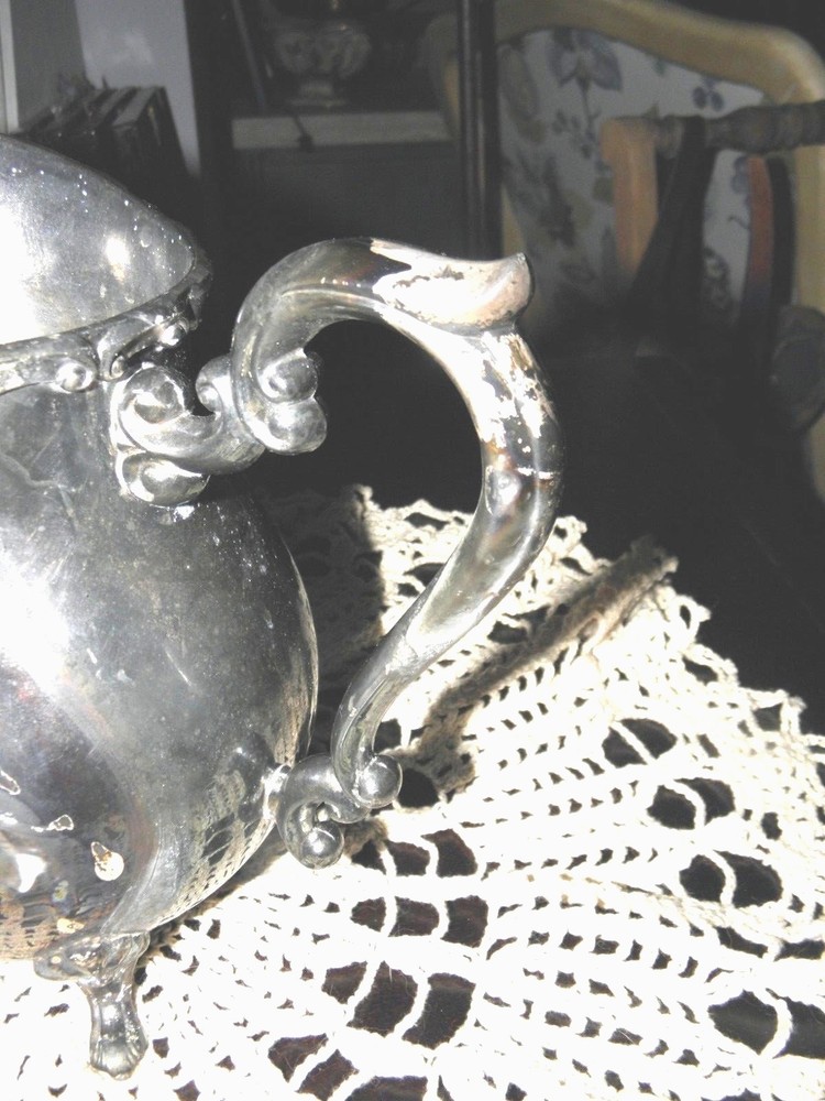 F.B. ROGERS GEORGETOWN PATTERN FOOTED WATER PITCHER SILVERPLATE over COPPER