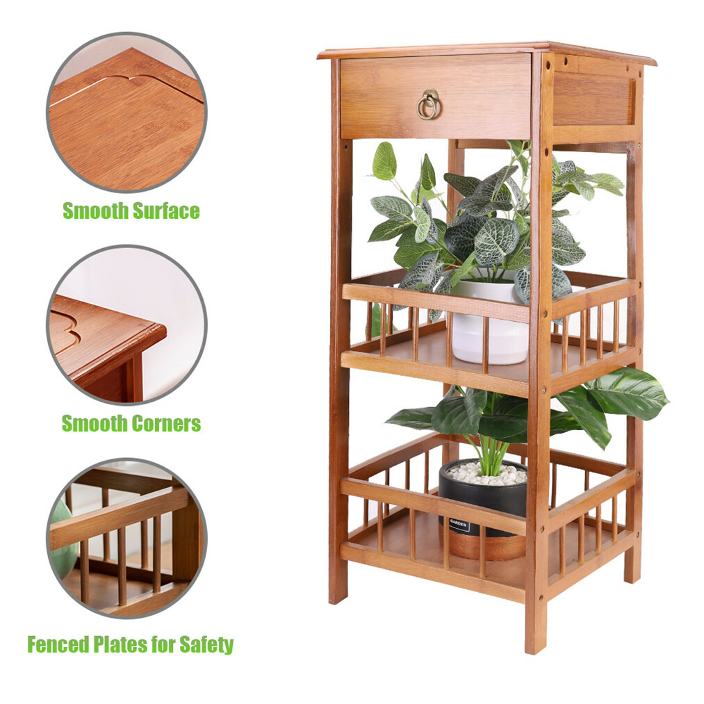 Bamboo Plant Stand Rack Shelf Bathroom Sofa Bed Corner Side End Table Nightstand