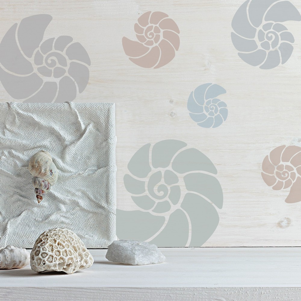 KIDS Reusable Plastic Stencils (5 pcs) // NAUTILUS SHELL