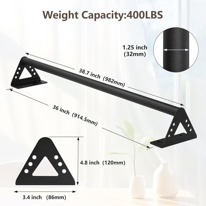 Wall Mounted Pull Up Bar Heavy Duty 500lbs Strength Training Adjustable Gym New