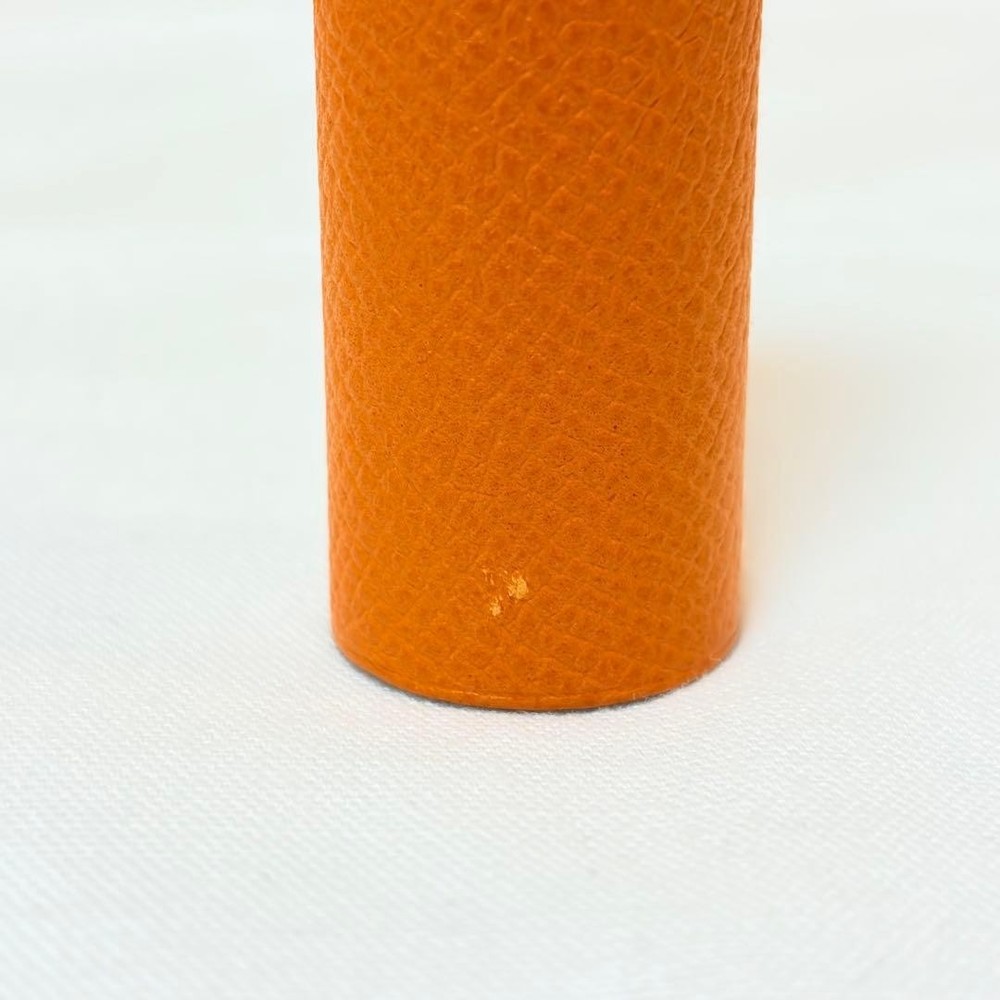 HERMES Paris Atomizer Perfume Case Epsom Orange Leather Gold Hardware w/Box