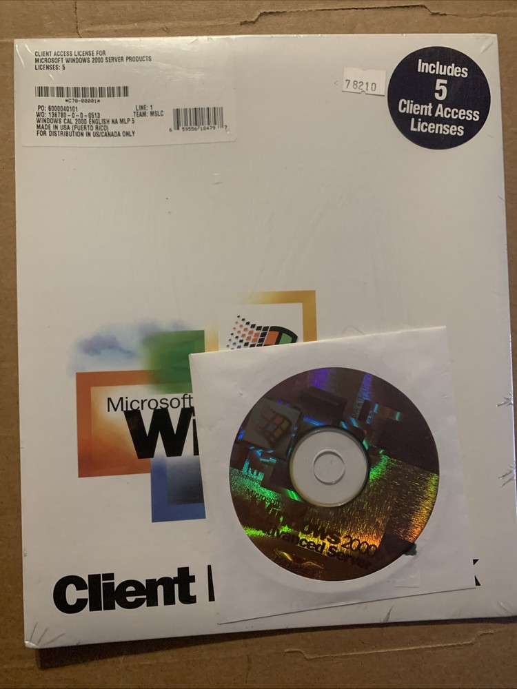 Microsoft Windows 2000 Server -5 Client License Pak Only
