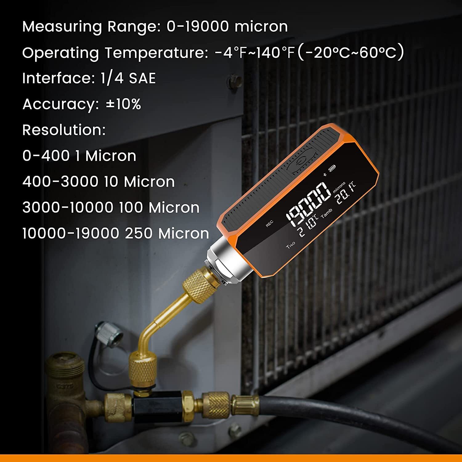 Elitech Vacuum Gauge Digital Microns Meter for HVAC/R 1~19000 Microns VGW-Mini