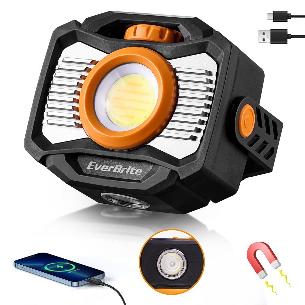 EverBrite 2000LM Rechargeable Magnetic COB LED Work Light 7 Modes 360° Rotatable