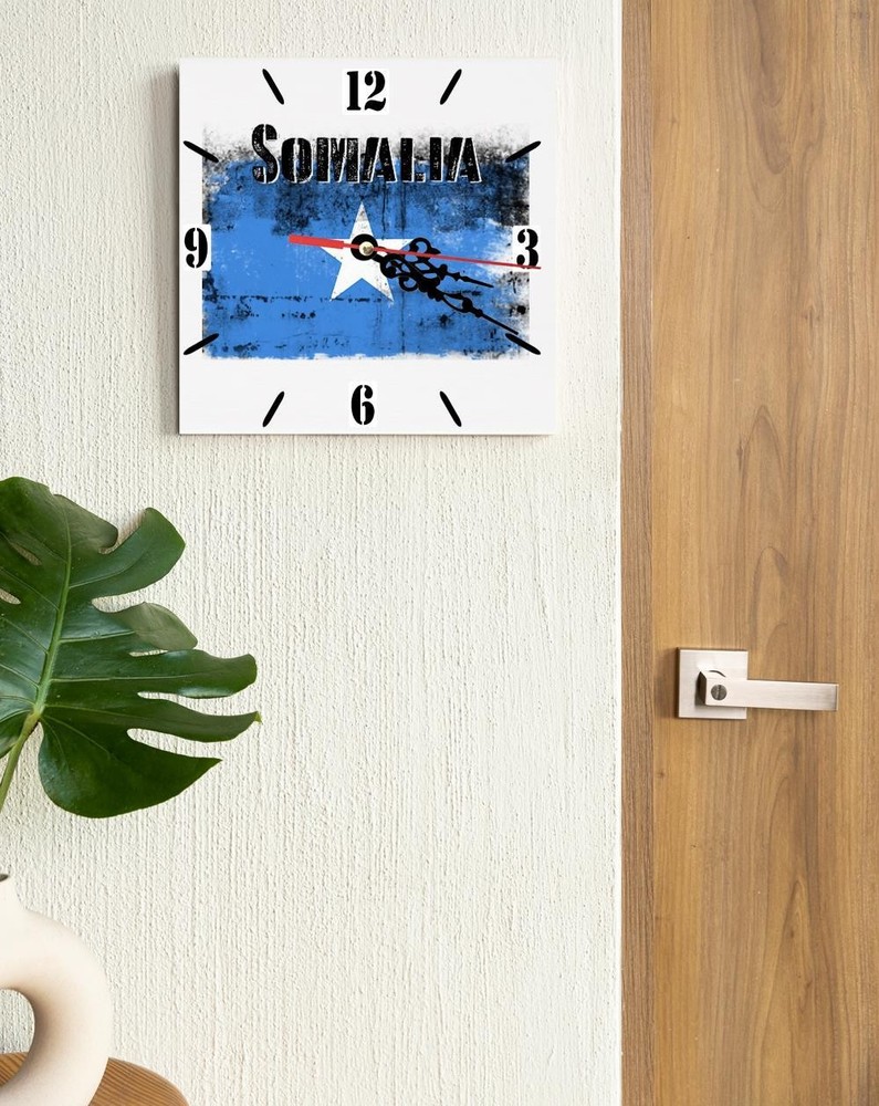 Somalia Flag Wall clock patriots CERAMIC Tile Watch Support Décor