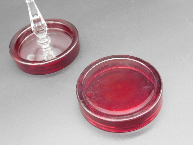 2 Vintage Ruby Red Glass Coasters