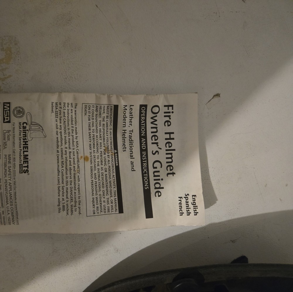 2005 Cairns & Brother Std 1010 Black Firefighter Helmet & Shield, Eagle & Strap