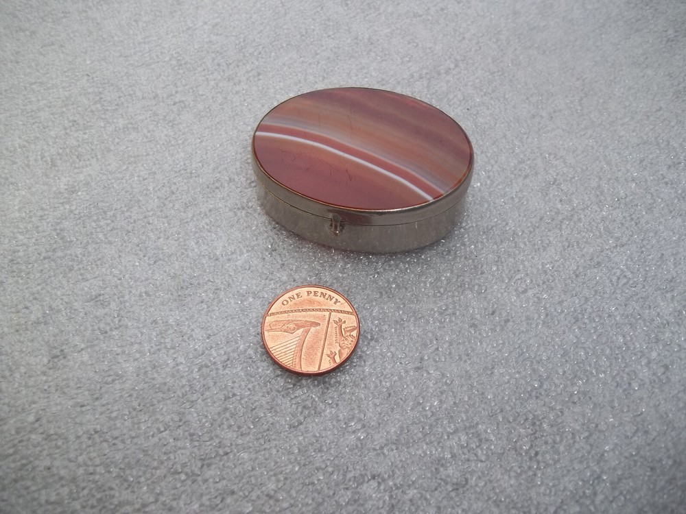 Vintage  Silver & Agate Box