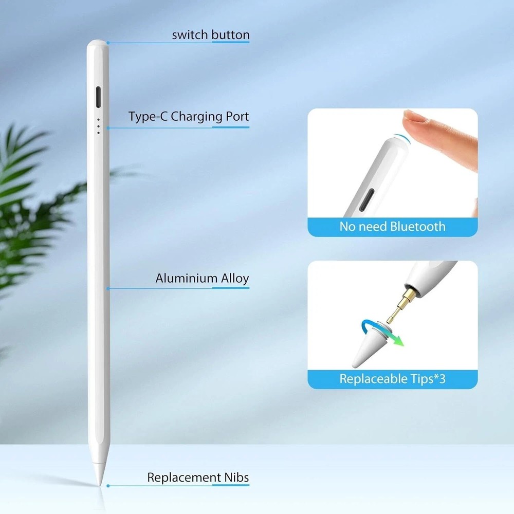 Rechargeable Stylus Pen Superfine Active Capacitive White Highly Sensitive