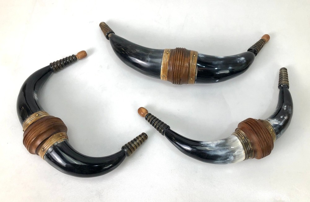 Handmade Double Ender Powder Horn - Dark Mottled