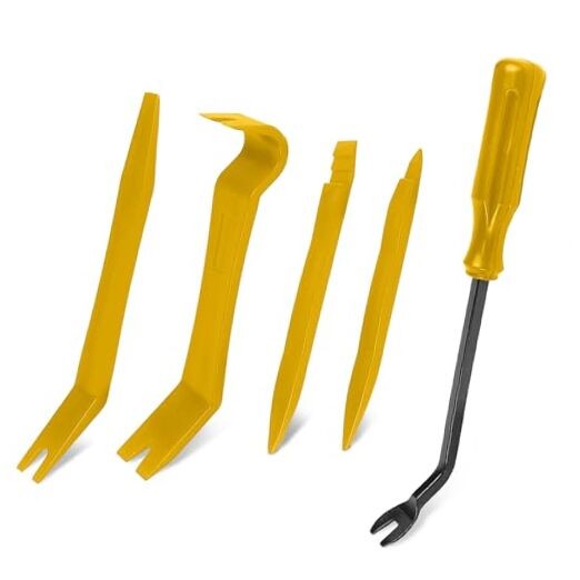 5PCS Auto Trim Removal Tool Kit, No-Scratch Plastic Pry Kit, Interior Yellow