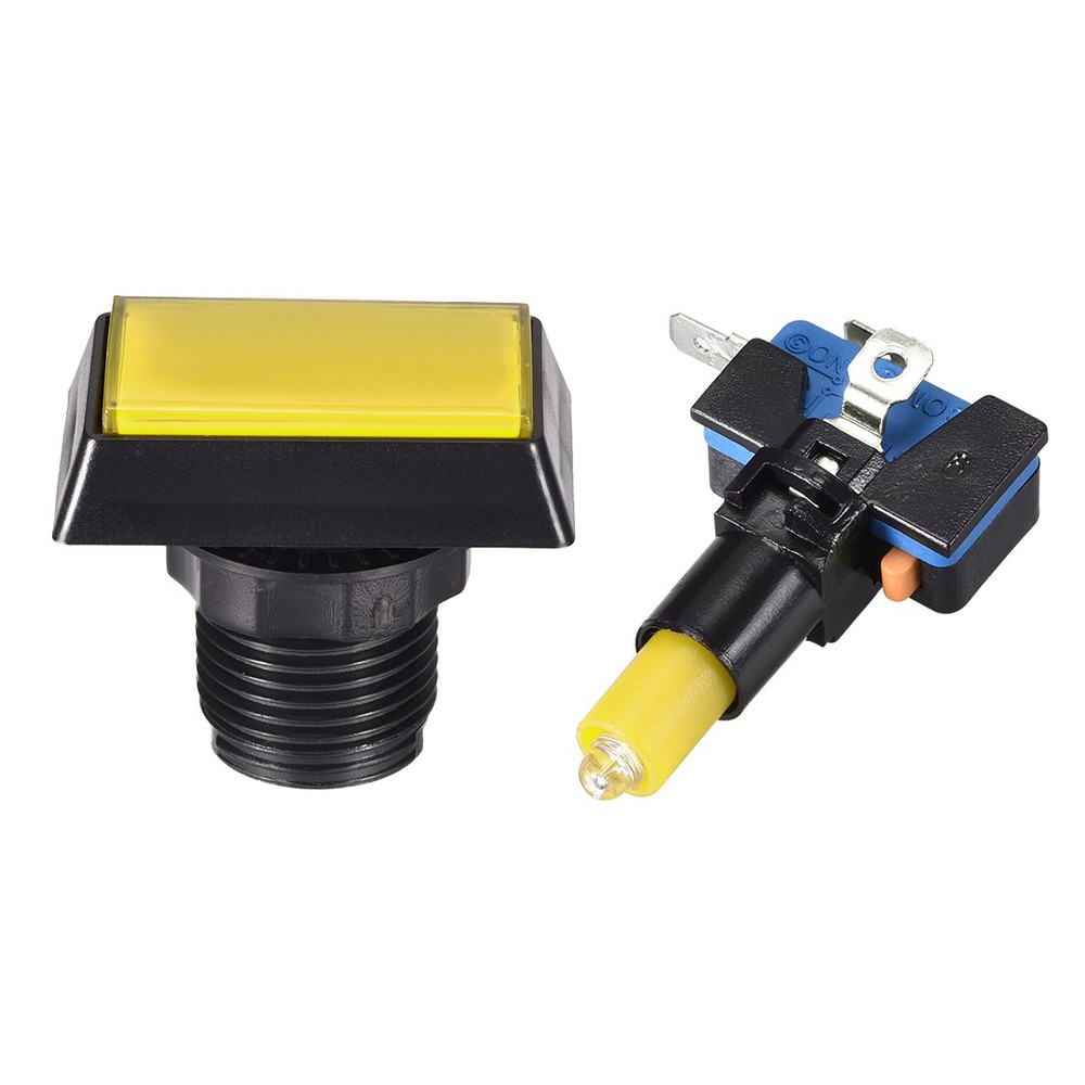 Game Push Button 49x33 Rectangle 12V LED Illuminated Push Button Yellow 5pcs