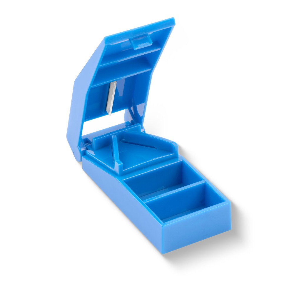 Blue Pill Cutter Tablet Storage Case