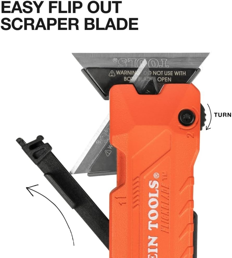 FLICKBLADE 2-in-1 Utility Knife & Scraper with Blade Storage & Locking Position