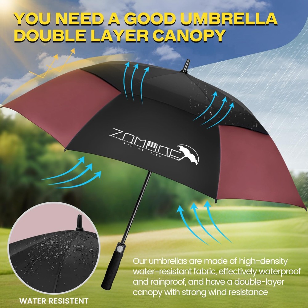 ZOMAKE 62/68 Inch Golf Umbrella Extra Large Oversized Windproof Automatic Open