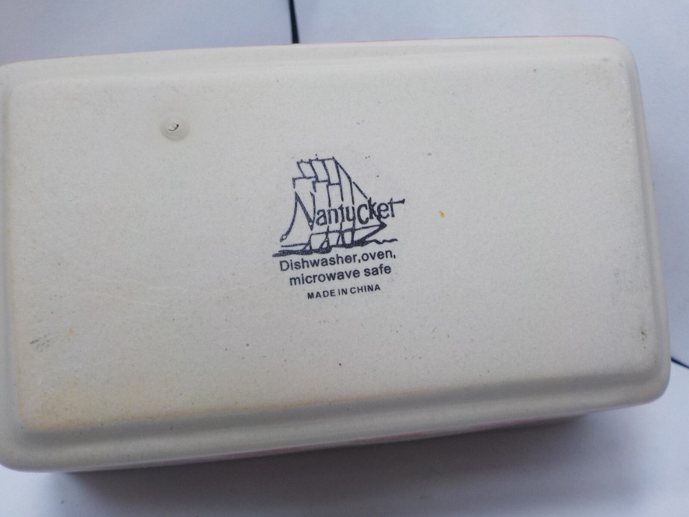 Nantucket Stoneware Ceramic Baking Dish Loaf Pan Mini Bread Small