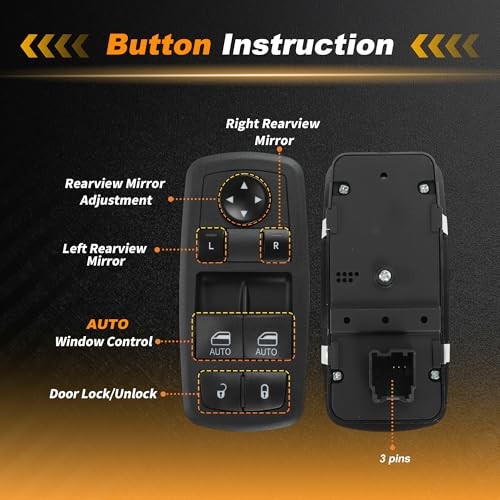 Front Left Driver Side Power Window Switch for Dodge Challenger 15-22 Window