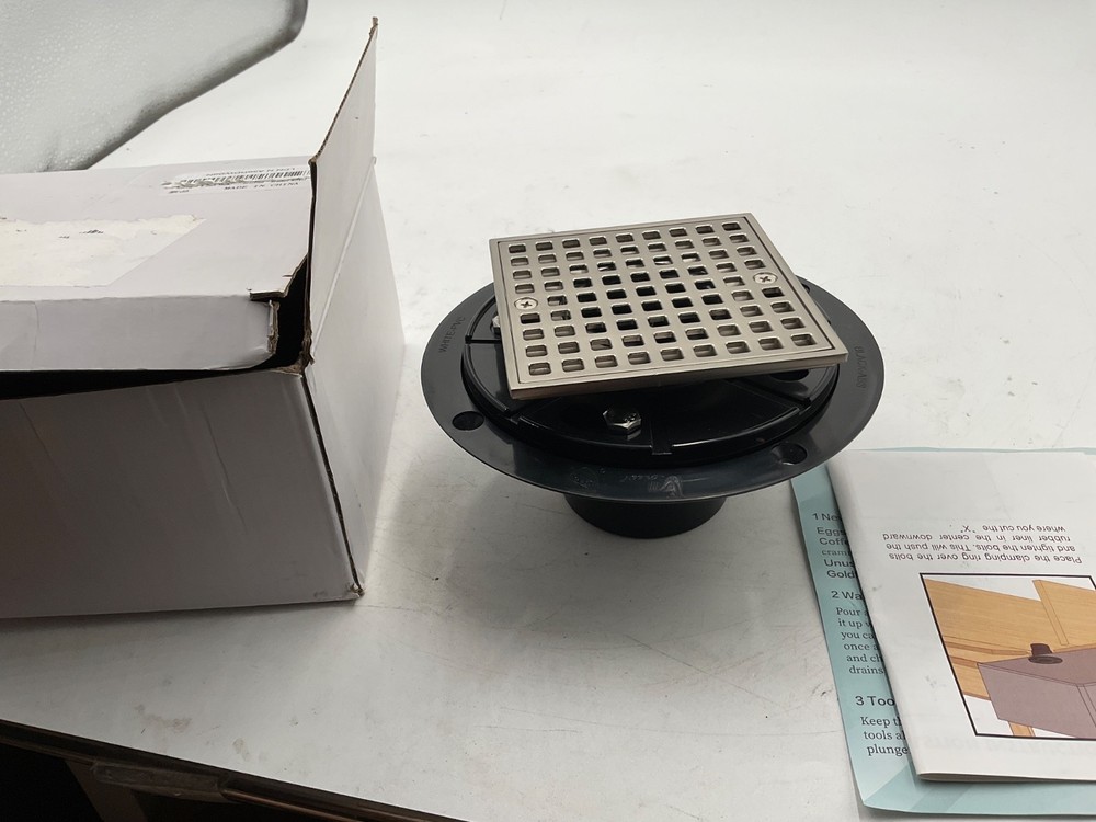 Yaseingoo 4" Square Shower Floor Drain With Flange and Removable Grid Strainer