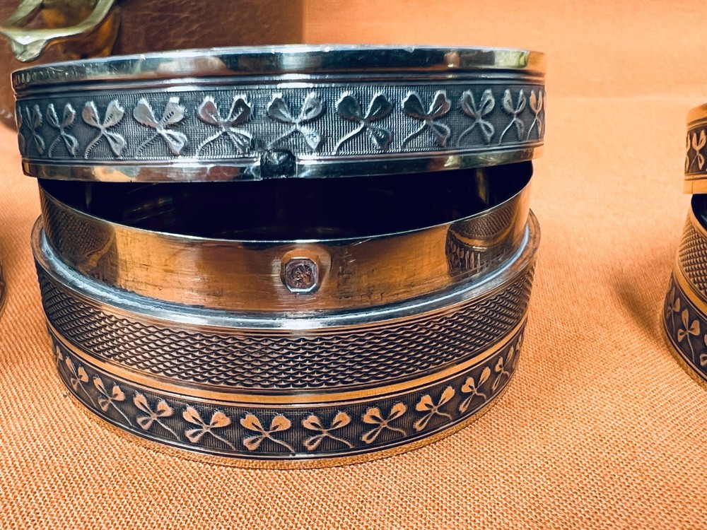 French Sterling Silver Snuff Box Set