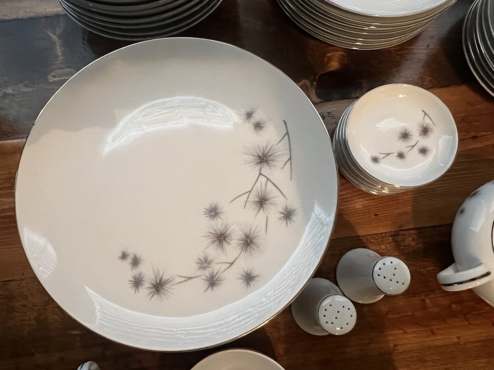 Beautiful 57 Piece Platinum Starburst Dinnerware By Creative