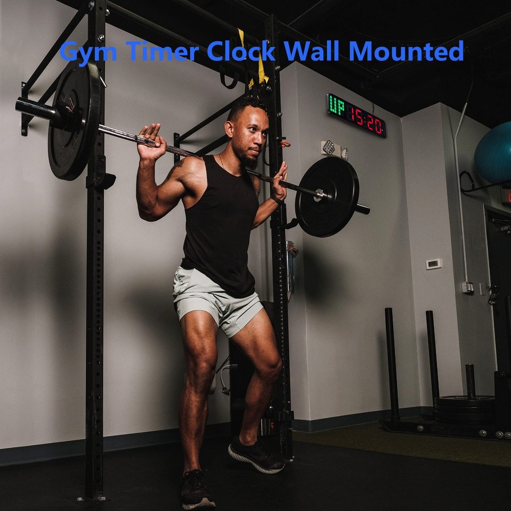 Gym Timer - Large Digital Gym Clock Wall with Interval Time Progress Bar, Cou...