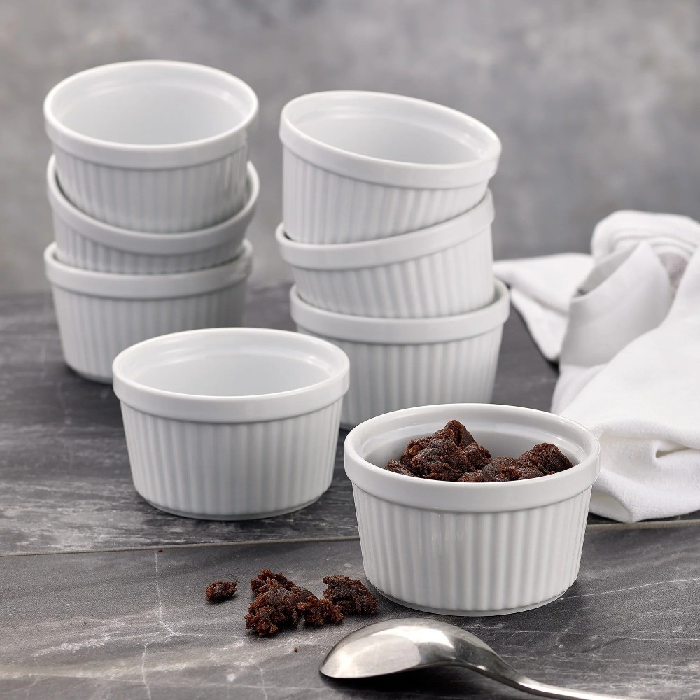 White Porcelain Ramekin 4-Pack 7-Ounce Baking Dish Set