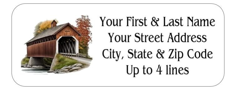 150 Covered Bridge #2 Mailing Return Address Labels Personalized