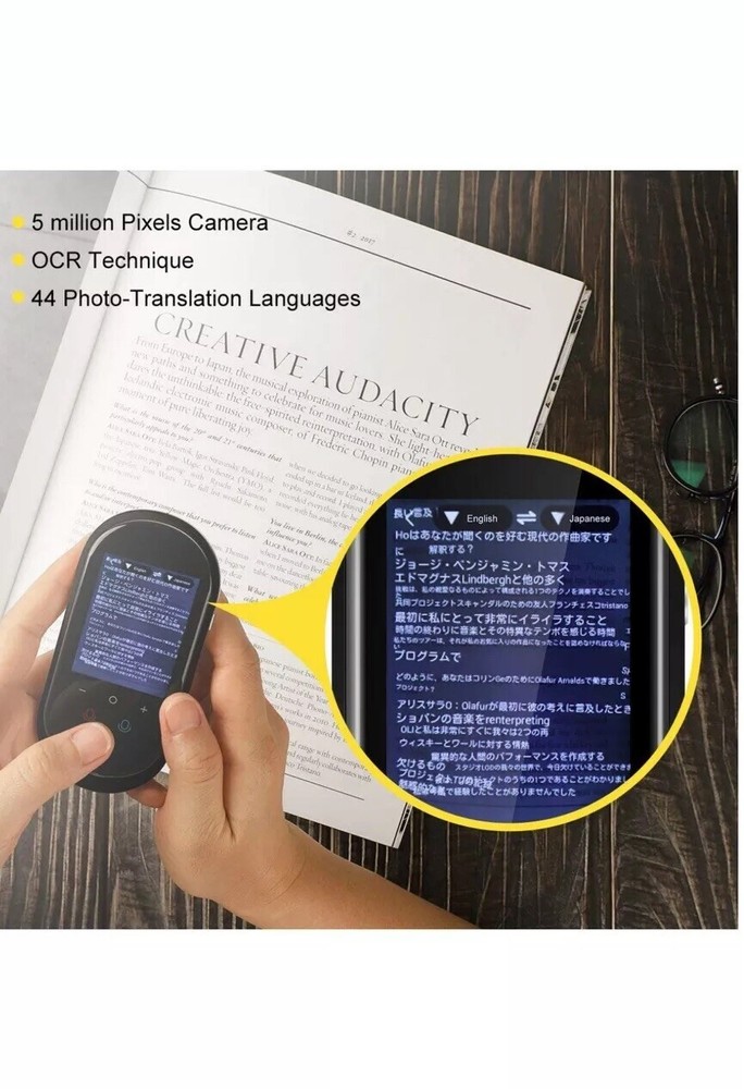 [Upgraded] Language Translator Device with Camera Translation Bluetooth Earphone