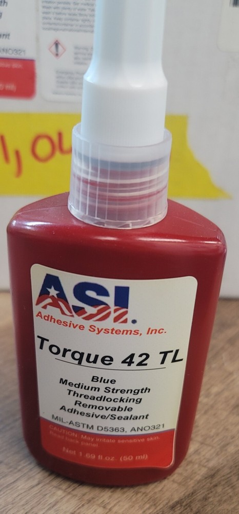 New Torque 42 TL Blue Medium Strength Threadlocking Removable Adhesive/Sealant