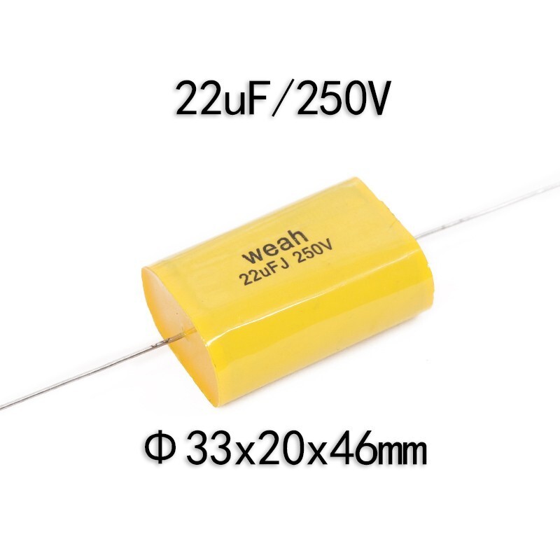 2pcs 250V 22uF Speaker Frequency Divider Polypropylene Non-Polarized Capacitor